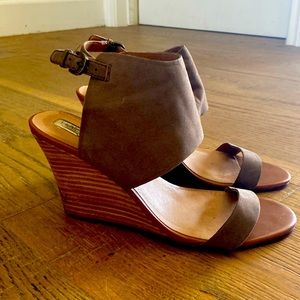Halogen, a Nordstrom purchase, brown suede wedge sandal.